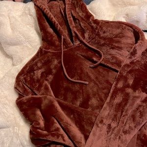 Fuzzy maroon hoodie
